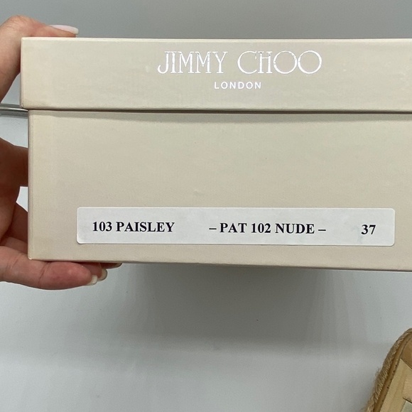 Jimmy Choo Nude Patent leather Paisley Wedge - 37/7 - Picture 3 of 8